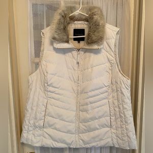 NWT Talbots Faux Fur Collar Down Puffer Vest